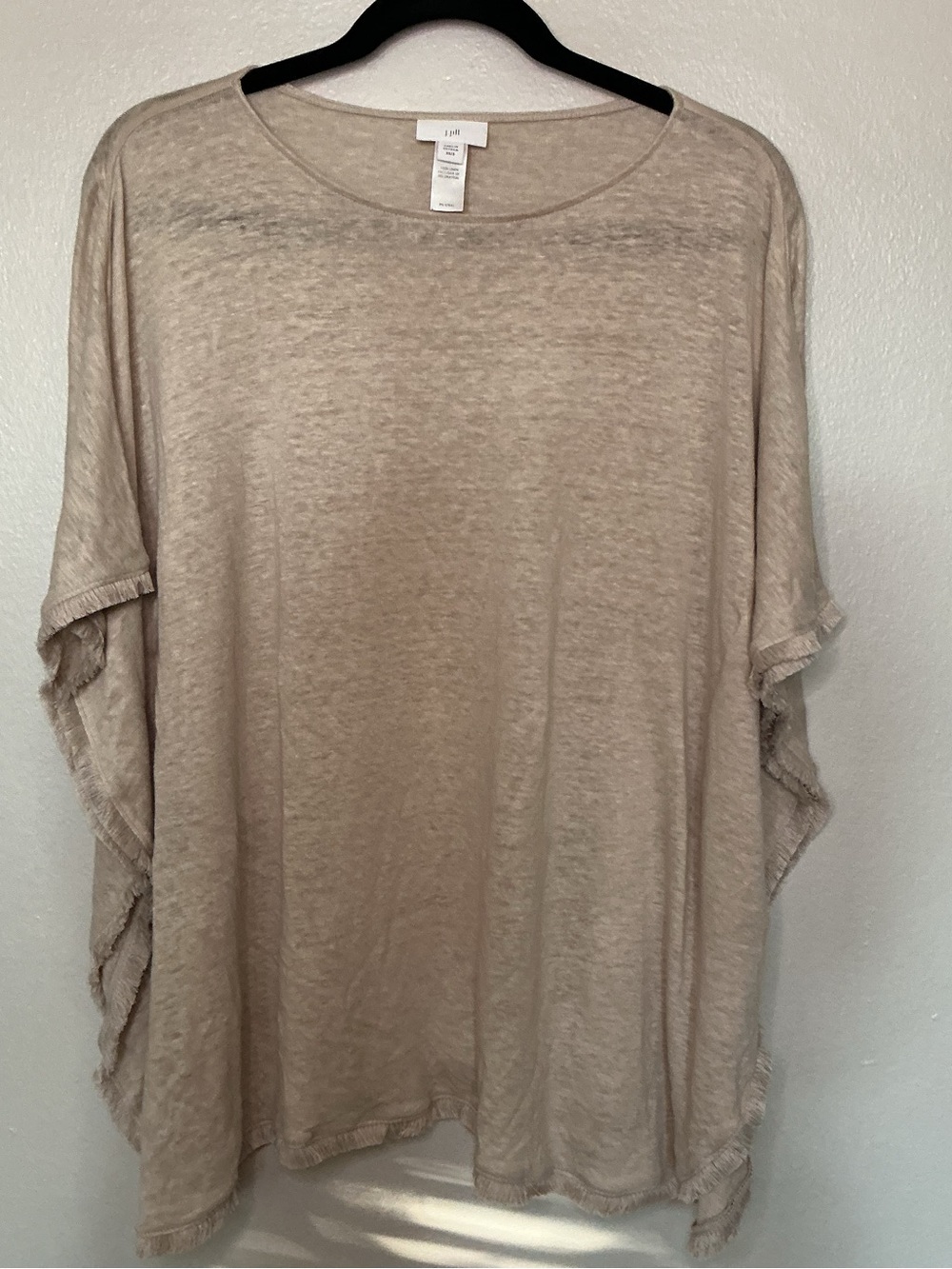 J. Jill Beige Boxy Linen-Blend Coastal Grandma Tunic